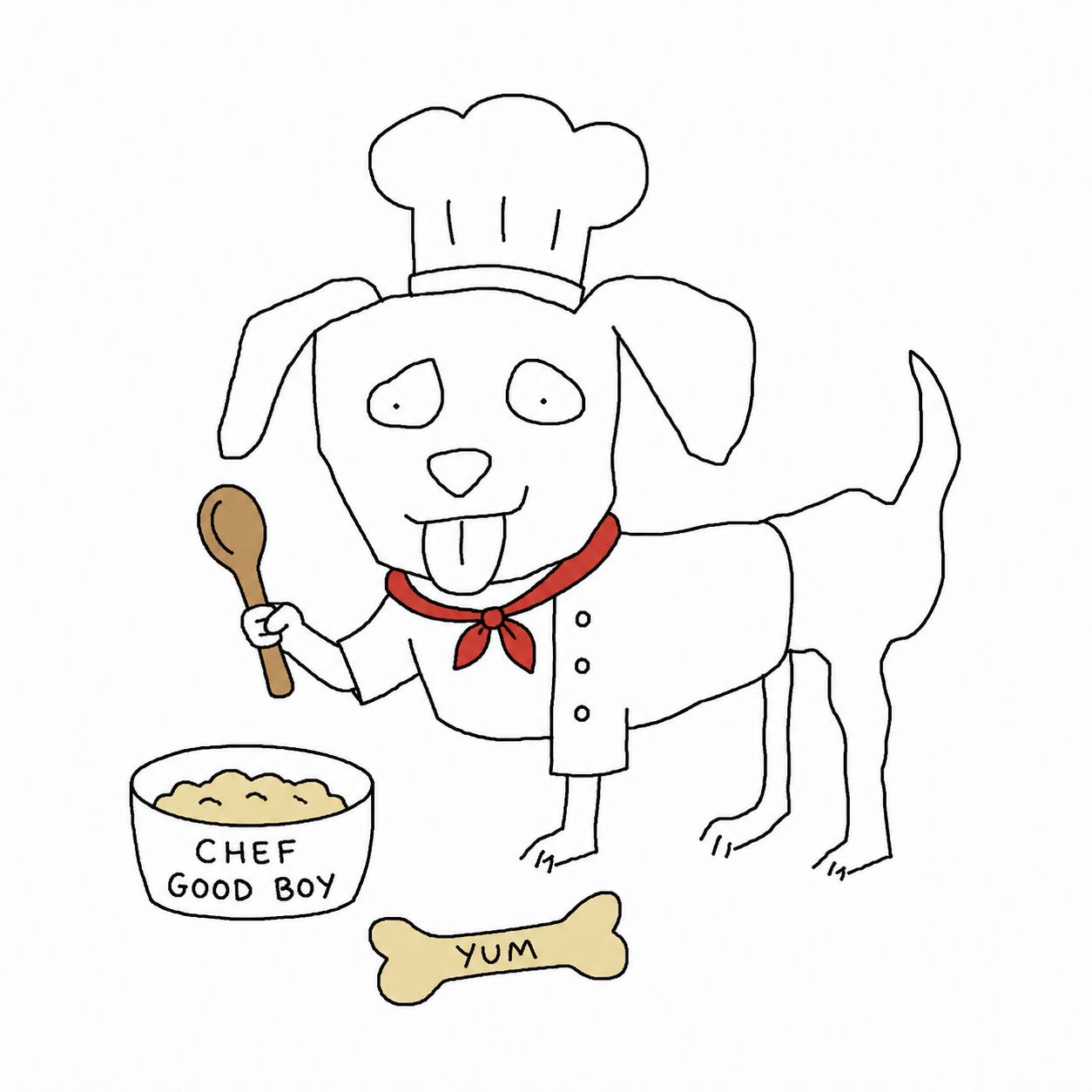 The dog in a chef hat holding a spoon